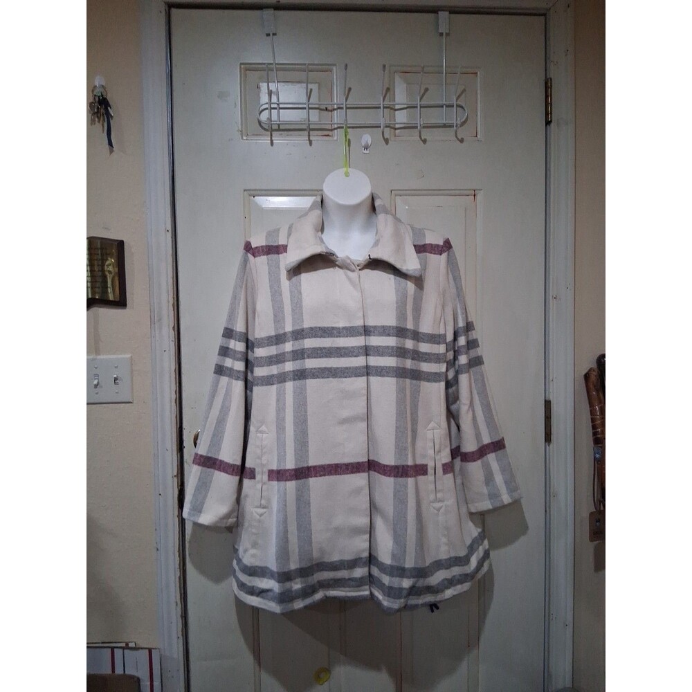 Women’s  Wool Blend Jacket By Bob Timberlake, Plaid Plus Size Button Front